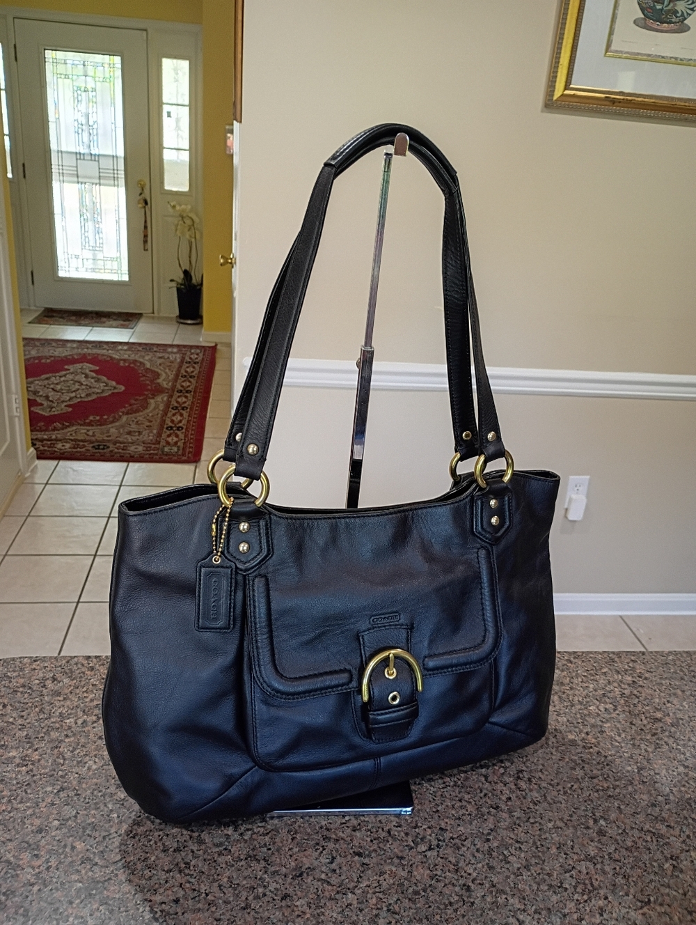 Coach  Campbell Belle Black Leather Shoulder Bag with Gold Hardware - Picture 8 of 16